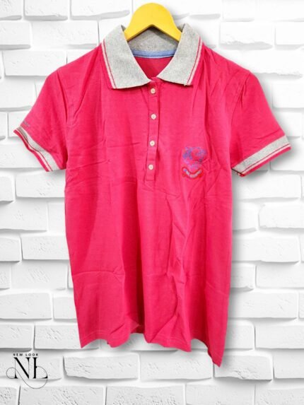 Dark Pink Ballerina Cotton T-Shirt for Girls