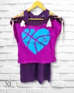 Dark Purple Unicorn Print Girls Cotton T-Shirt