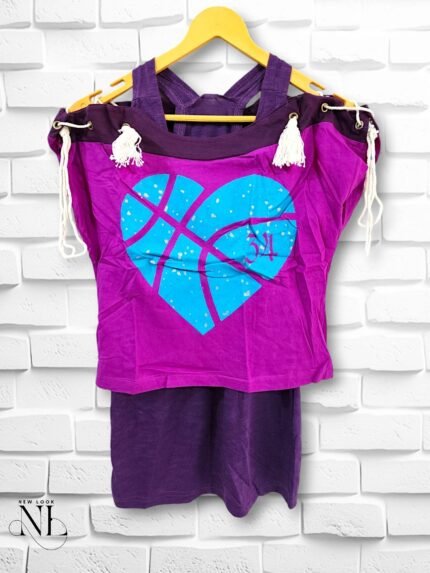 Dark Purple Unicorn Print Girls Cotton T-Shirt