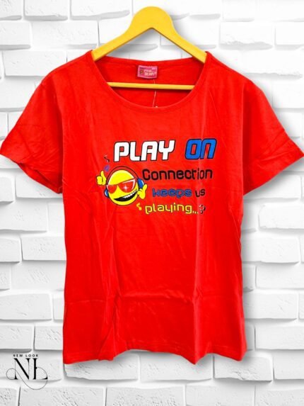 Red Artistic Brush Stroke Cotton T-Shirt