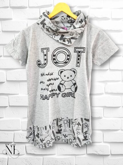Steel Grey Inspirational Cotton T-Shirt for Girls