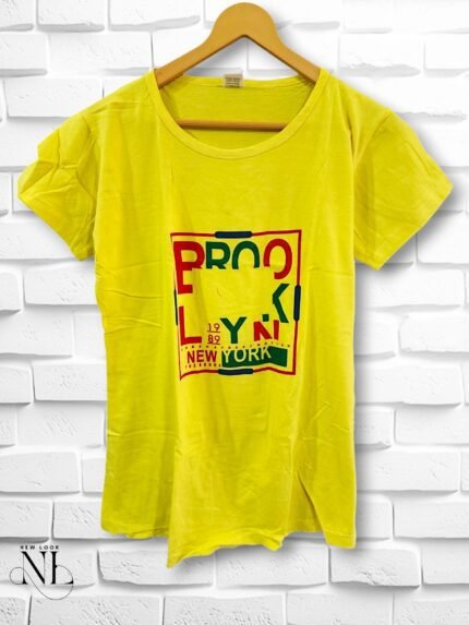 Yellow Print Cotton T-Shirt for Girls Paw-fectly Cute