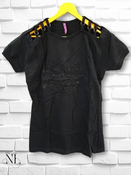 Black Fruit Slice Girls Cotton T-Shirt