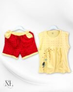 Yellow Cotton Night Suit for Girls