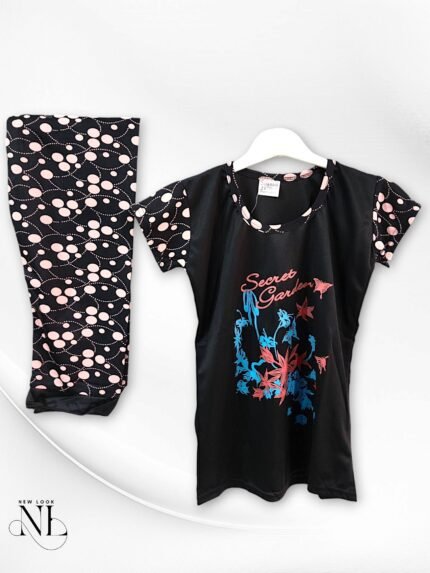 Black Rainbow Unicorn Night Suit