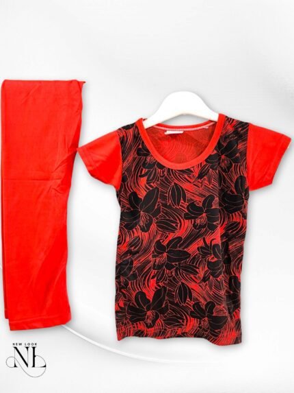 Red Mermaid Ombre Lycra Night Suit