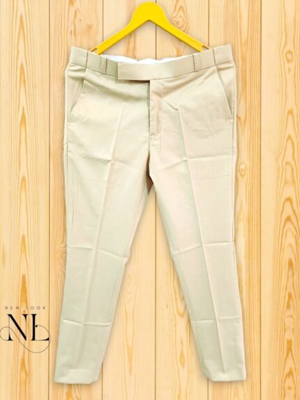 Cream Slim-Fit Ankle-Length Formal Pants