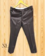 Charcoal Brown Slim-Fit Ankle-Length Formal Pants