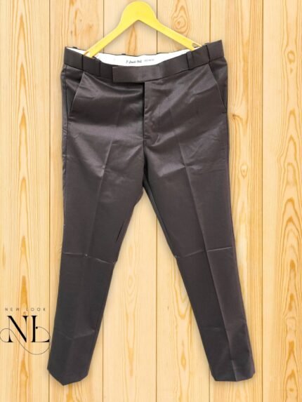 Charcoal Brown Slim-Fit Ankle-Length Formal Pants
