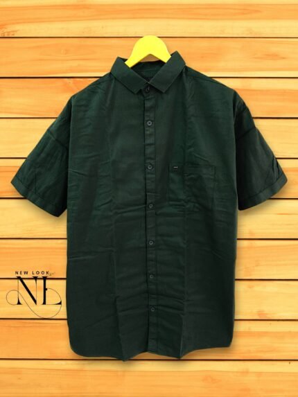 Plain Dark Green Half Sleeves Shirt