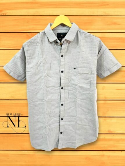 Classic Grey Half Sleeve Plain Shirt for Men