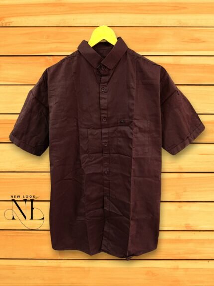 Plain Brown Half Sleeves Shirt