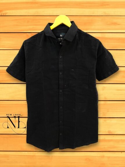 Classic Black Half Sleeve Plain Shirt for Men