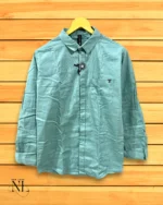 Lite Green Plain Satin Shirt for Men | Fresh & Elegant