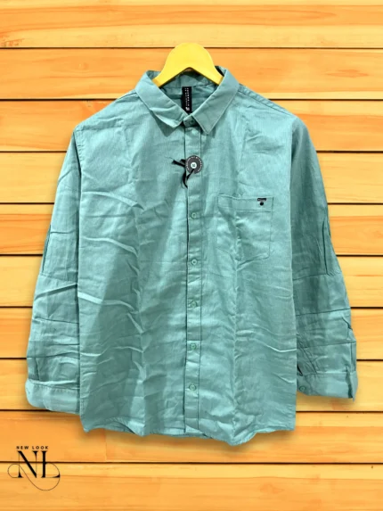Lite Green Plain Satin Shirt for Men | Fresh & Elegant