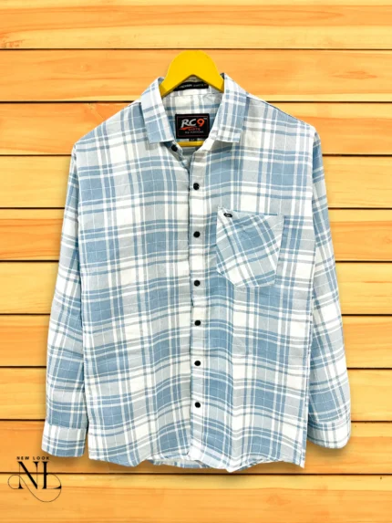 Blue Heritage Rustic Checks Shirt for Men | 100% Cotton
