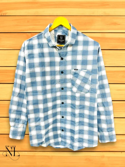 Sky Blue Checks Shirt for Men
