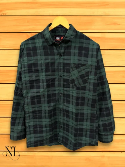 Vintage Dark Green Checks Shirt for Men