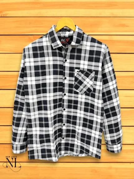 Midnight White Checks Shirt for Men
