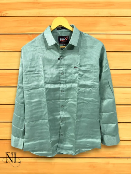 Lite Green Satin Party Shirt for Men