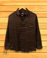 Dark Brown Satin Party Shirt for Men