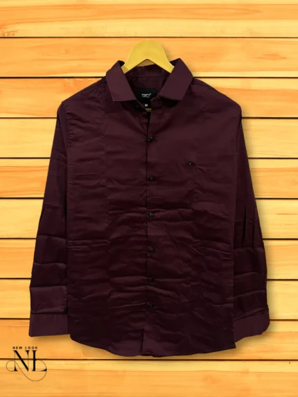 Maroon Satin Shirt for Men | Rich & Regal
