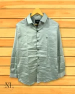 Lite Green Plain Satin Shirt for Men