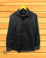 Dark Grey Plain Satin Shirt for Men