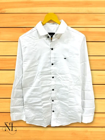 White Plain Satin Shirt for Men | Classic Elegance