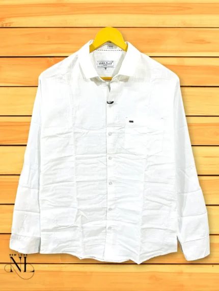 White Plain Satin Shirt for Men