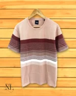 Pink Striped Half-Sleeve T-Shirt