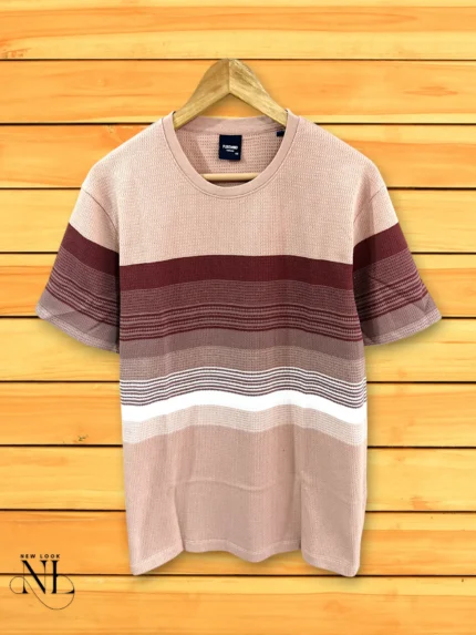 Pink Striped Half-Sleeve T-Shirt