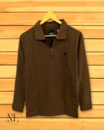 Dark Brown Zip Polo Full T-Shirt