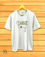 Cream Printed Half Tshirt for Men