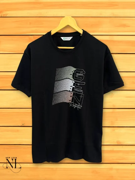 Black Printed Half Tshirt for Men