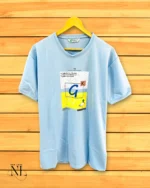Stylish Sky Blue Half Printed T-Shirt for Men