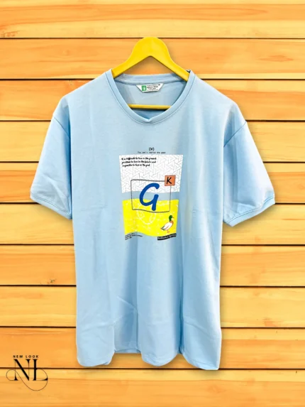 Stylish Sky Blue Half Printed T-Shirt for Men