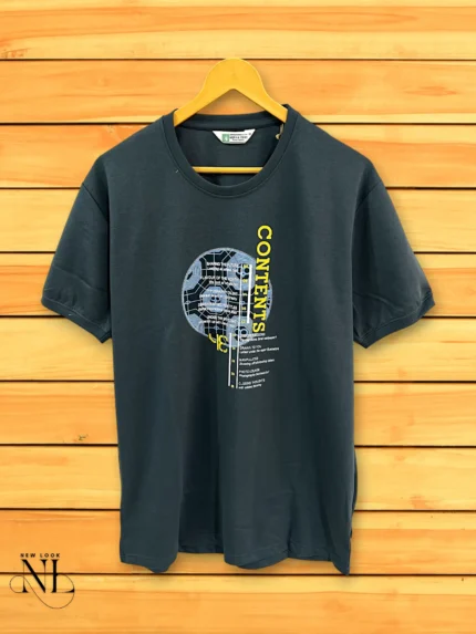 Dark Green Printed Half T-Shirt for Men