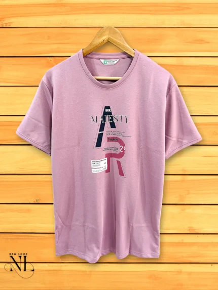 Pink Printed Half T-Shirt for Men