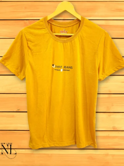 Yellow Plain Half T-Shirt For Men