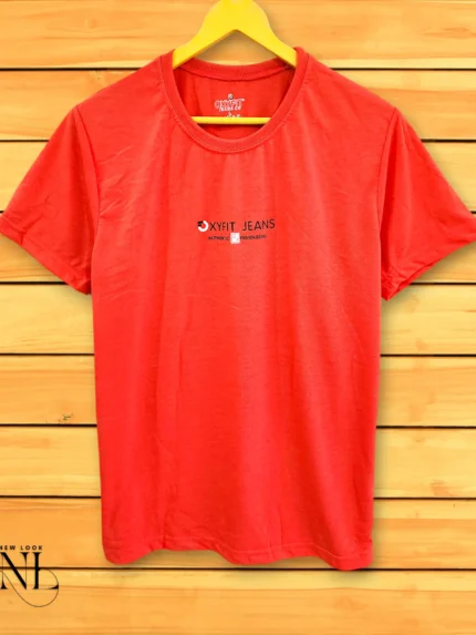 Red Plain Half T-Shirt For Men
