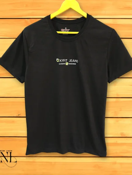 Black Plain Half T-Shirt For Men