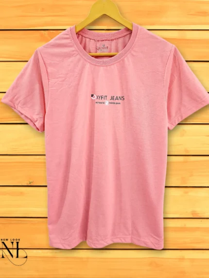 Baby Pink Plain Half T-Shirt for men