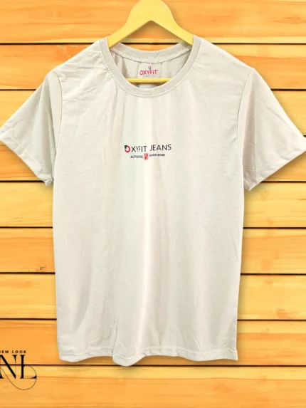 Cream Plain Half T-Shirt For Men
