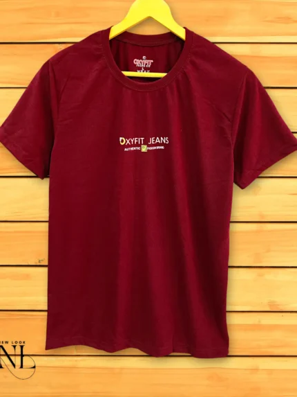 Maroon Plain Half T-Shirt For Men