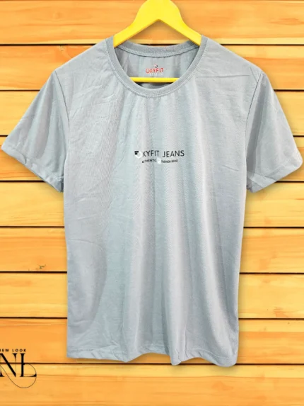 Lite Grey Plain Half T-Shirt For Men