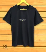 Dark Blue Plain Half T-Shirt For Men