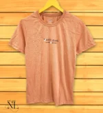 Peach Plain Half T-Shirt For Men