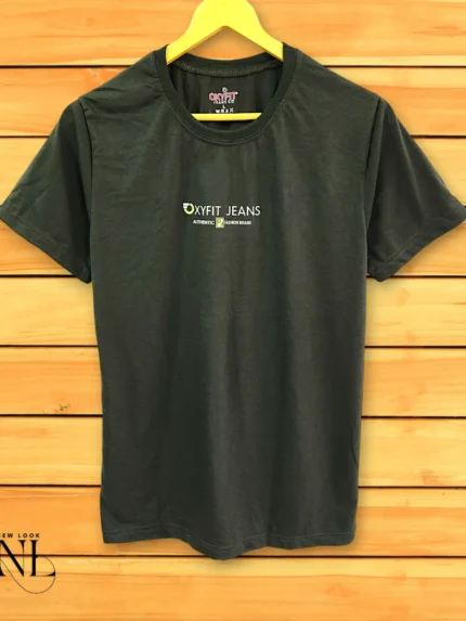 Dark Green Plain Half T-Shirt For Men