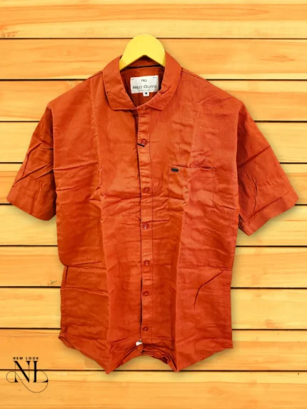 Orange Plain Half-Sleeve Shirt